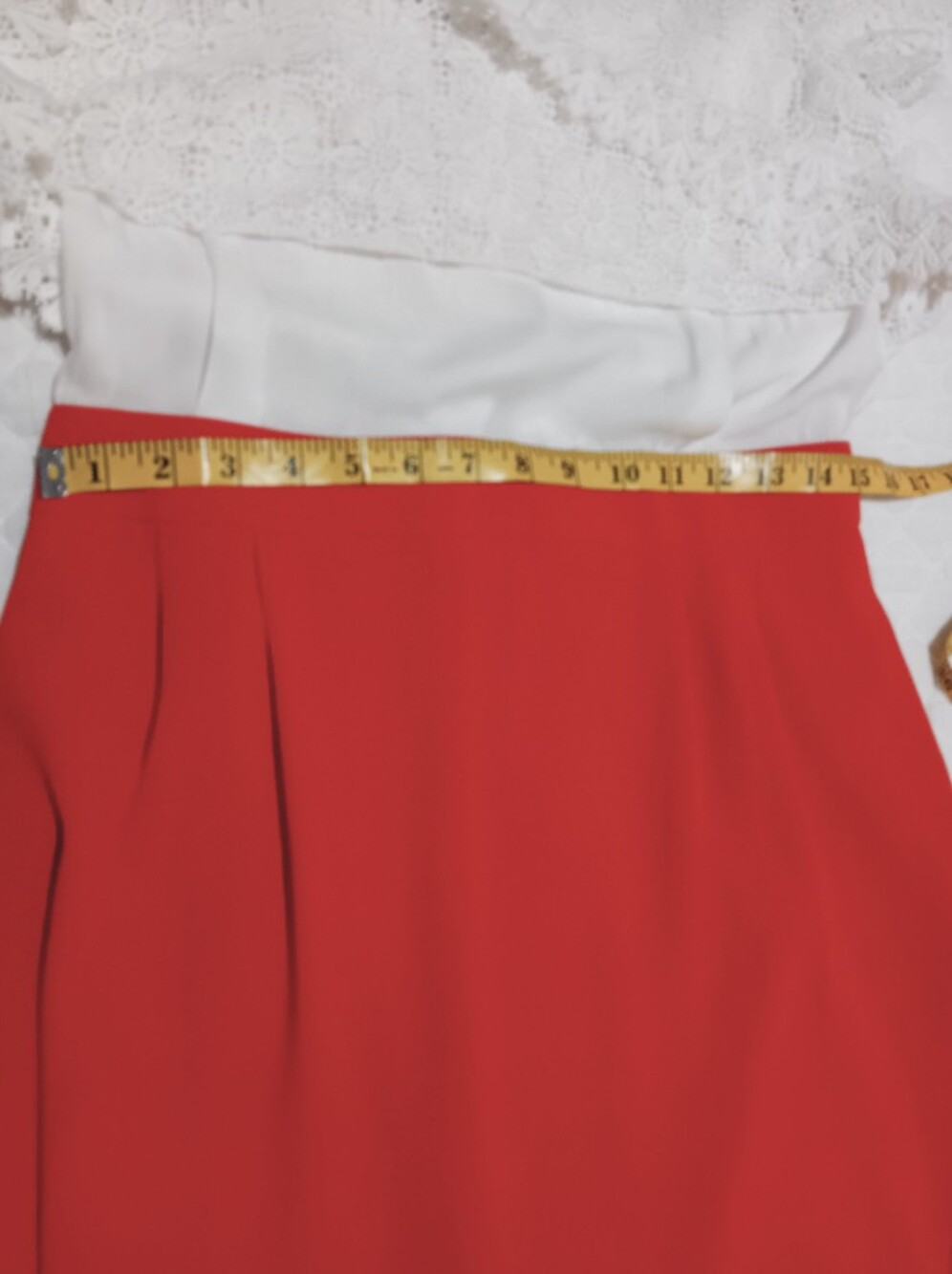 NWT Sezane white lace and red colorblock dress, size 42 - Picture 12 of 15
